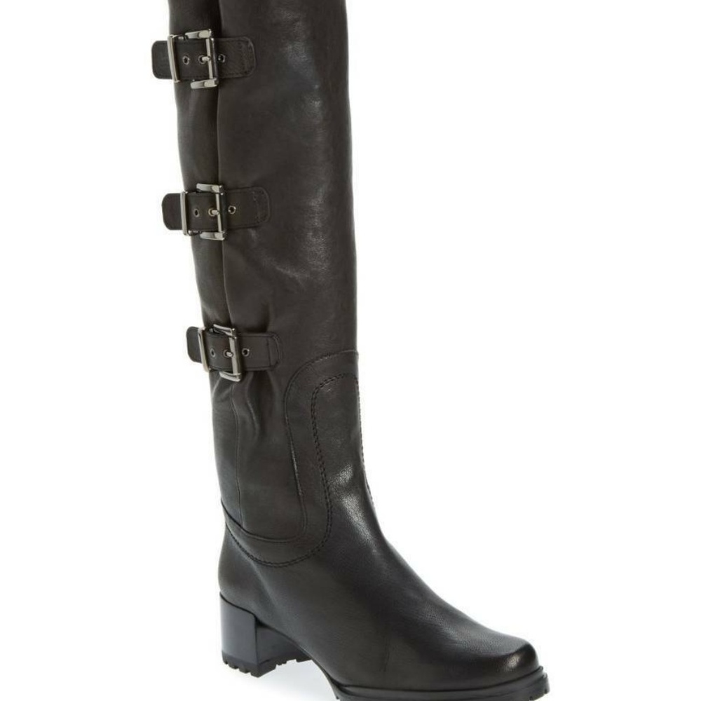 NWB Stuart Weitzman 'Cinchboot' Black Leather